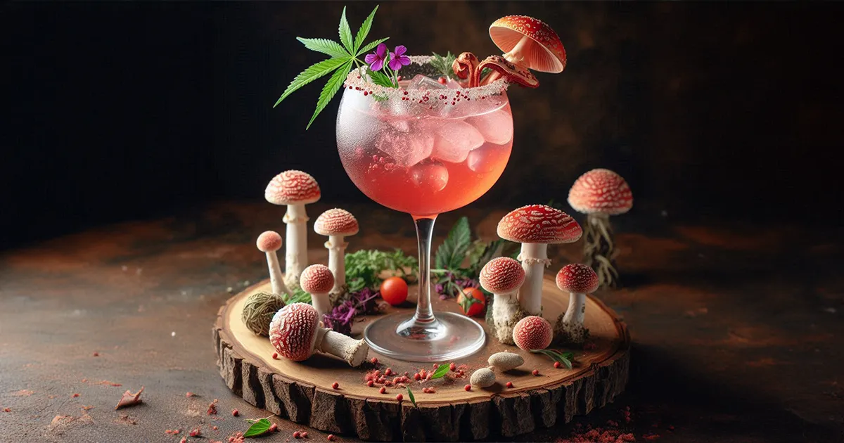 Cocktail contenant du cannabis et des champignons hallucinogènes contenant de la Psilocybine.