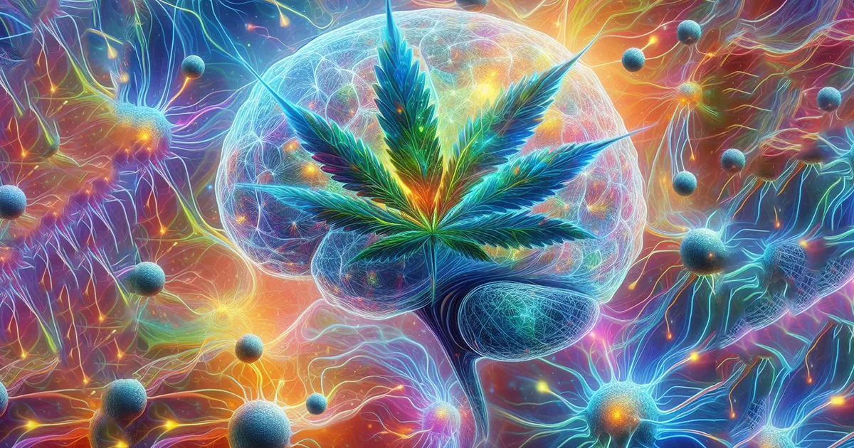 Image d'art numérique représentant les effets et les impacts du cannabis sur le cerveau